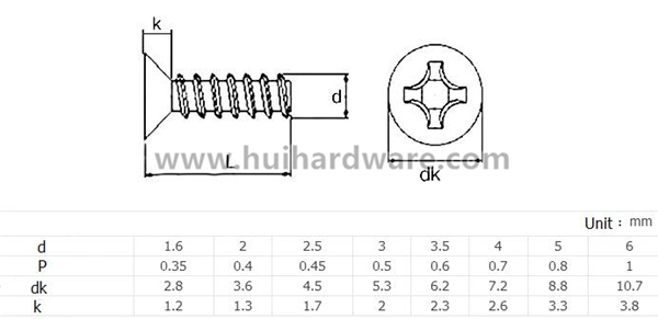 Type-Ab Flat Head Self Tapping Screws M3 M3.5 M4