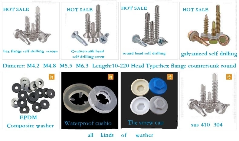 Custom Metal Roofing Fasteners Small Hex Head Self-Drilling Screw Self Tapping Screw