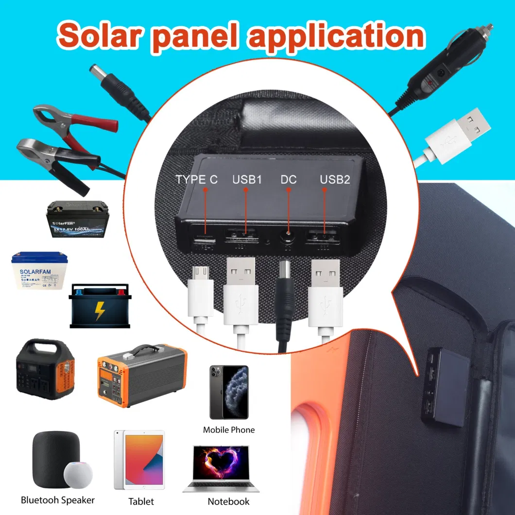 Foldable Solar Panel 200W 18V High Efficiency Compatible with Most Power Stations