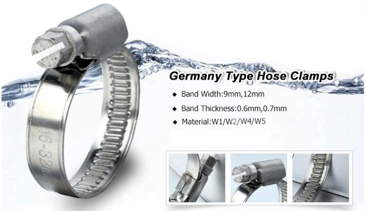 German Type Worm Drive Hose Clamps with 9mm 12mm Bandwidth