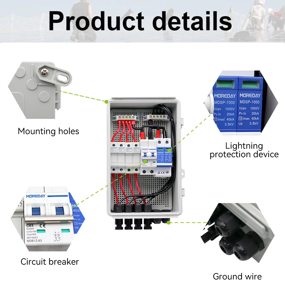 Moreday Solar Photovoltaic DC Product Combiner Box IP65 Waterproof Electrical Switch Solar Junction Box for Sola