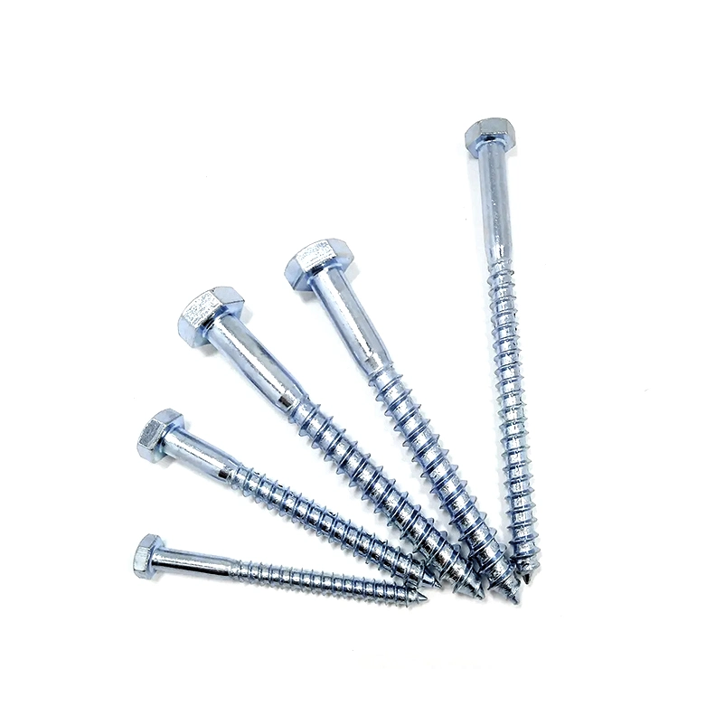 China Custom DIN571 White Zinc Plated Galvanized Hex Head Self Tapping Tornillos PARA Madera Wood Screw