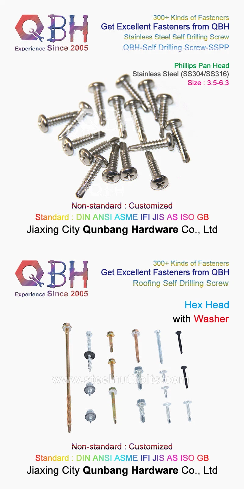 Carbon Steel Hex Hexagon Round Bugle Slotted Head Coarse Thread Drywall Furniture Wood Self Tapping Drilling Roofing Ring Anchor Chipboard Screws