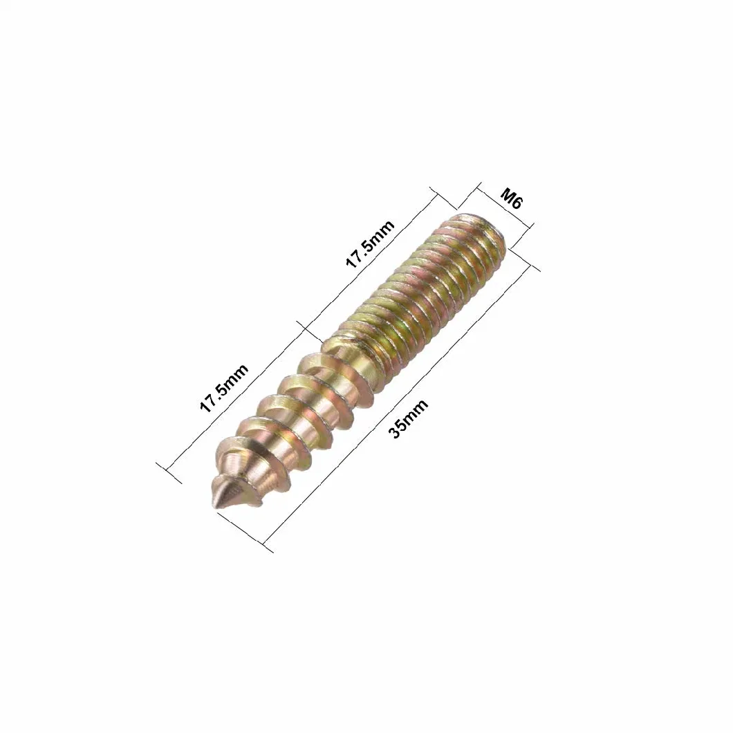 M6 Hanger Bolts Length 1-3/8&quot; (35mm) Double Head Bolts Self-Tapping Furniture Bolts