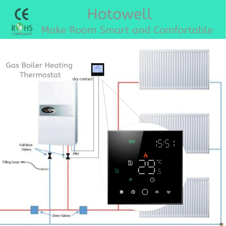 Heating Thermostat Htw-Wf03 LED Matrix Light Display Voice Control Thermostat for Gas Boiler