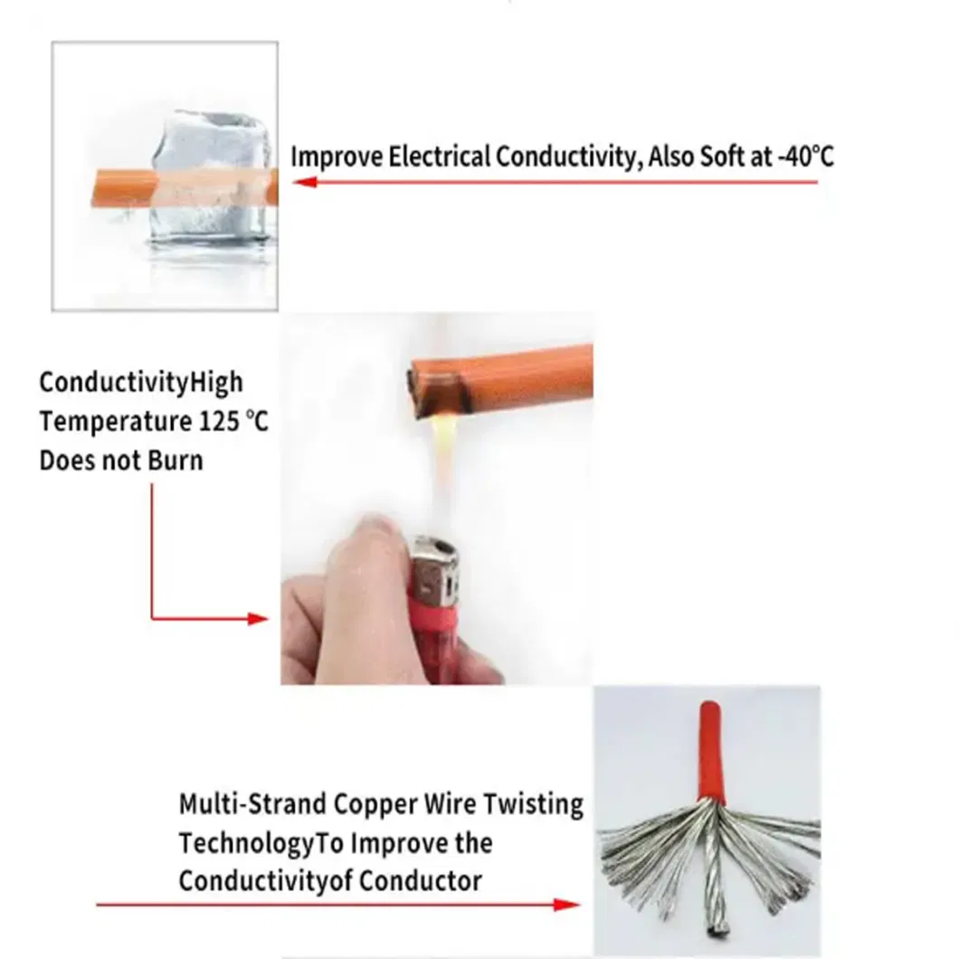 PV1-F4 Square Tin-Copper Wire DC Photovoltaic Solar Wire 4 6 7 8 10 12 14 16 18 20 22 24 AWG Gauge High Temperature Heat Resistant Solid Copper Rubber Cable