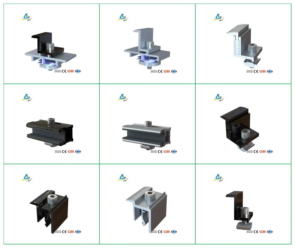 Tin Roof Aluminum Solar Bracket Photovoltaic Mounting Solar End Clamp Solar Acceccory Parts Clamps in Stock Cheap End Clamps Direct Sell