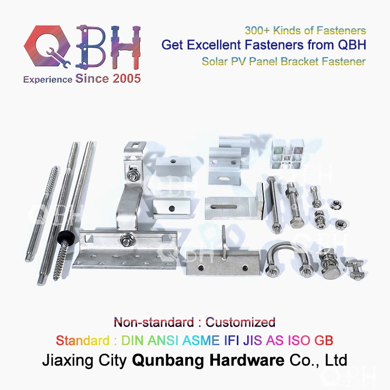 Qbh Customized Anodizing Aluminum 6005-T5 Ss 304 Middle Clamp for Photovoltaic Field