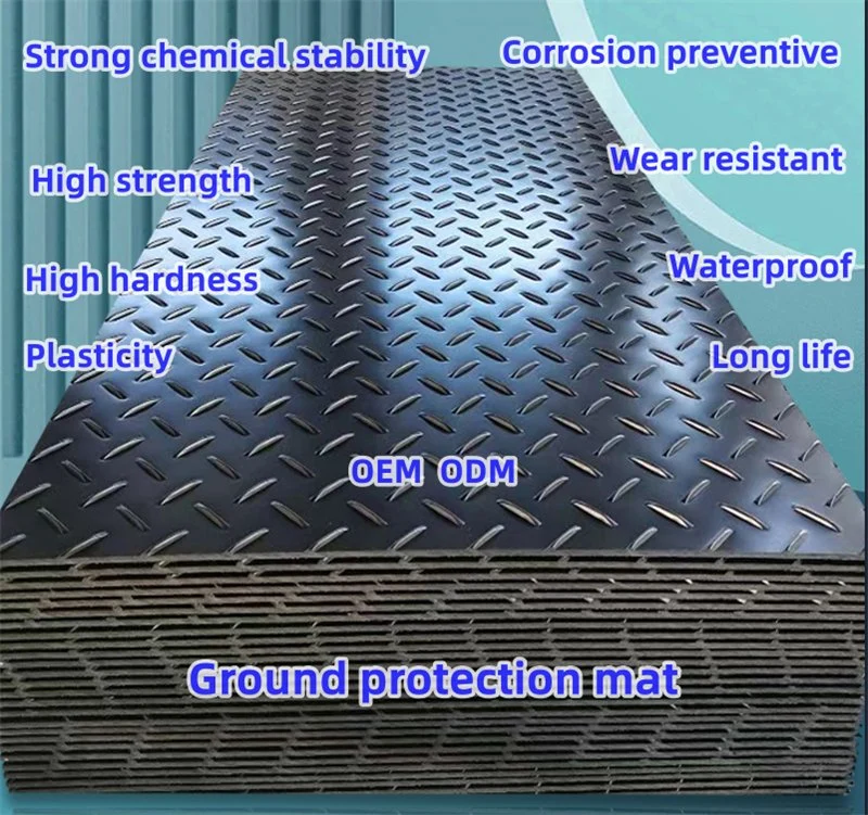 Black HDPE Heavy Equipment Ground Protection Mat Temporary Roadway Mat Tread Plate