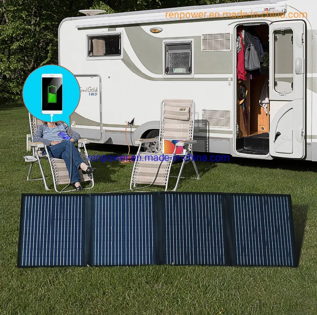 Lightweight OEM 300W Portable Solar Blanket Foldable Solar Panel with Anderson Mc4 for RV Laptops Solar Generator Van Camping off-Grid