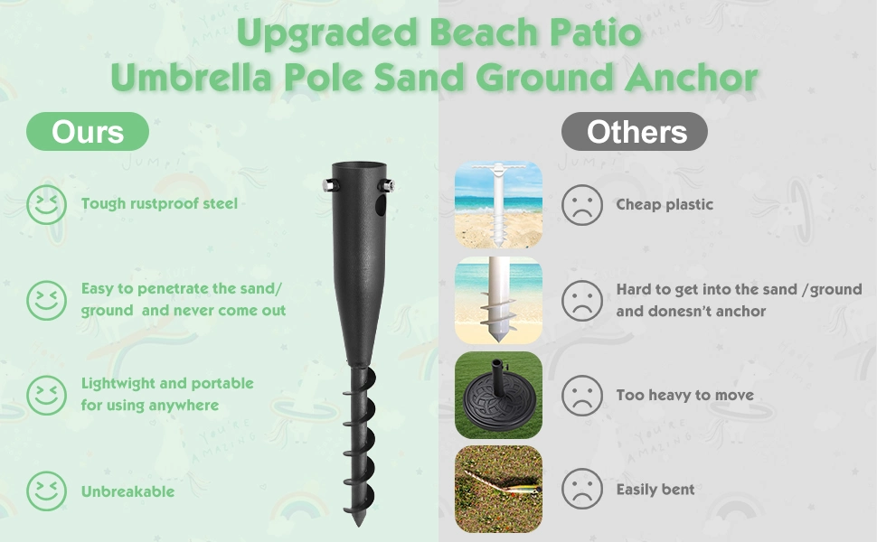 Heavy Duty Steel No Dig Beach Sand Ground Anchor for Umbrellas