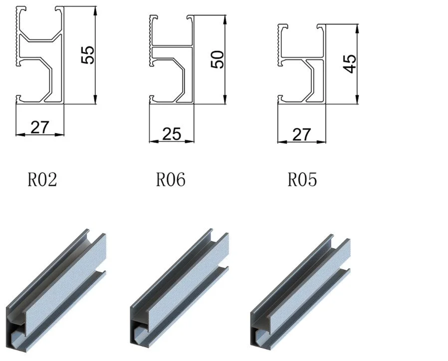 Aluminum Profile Factory Solar Panel Roof Aluminum Rail for Mounting System PV Photovoltaic Support Stand