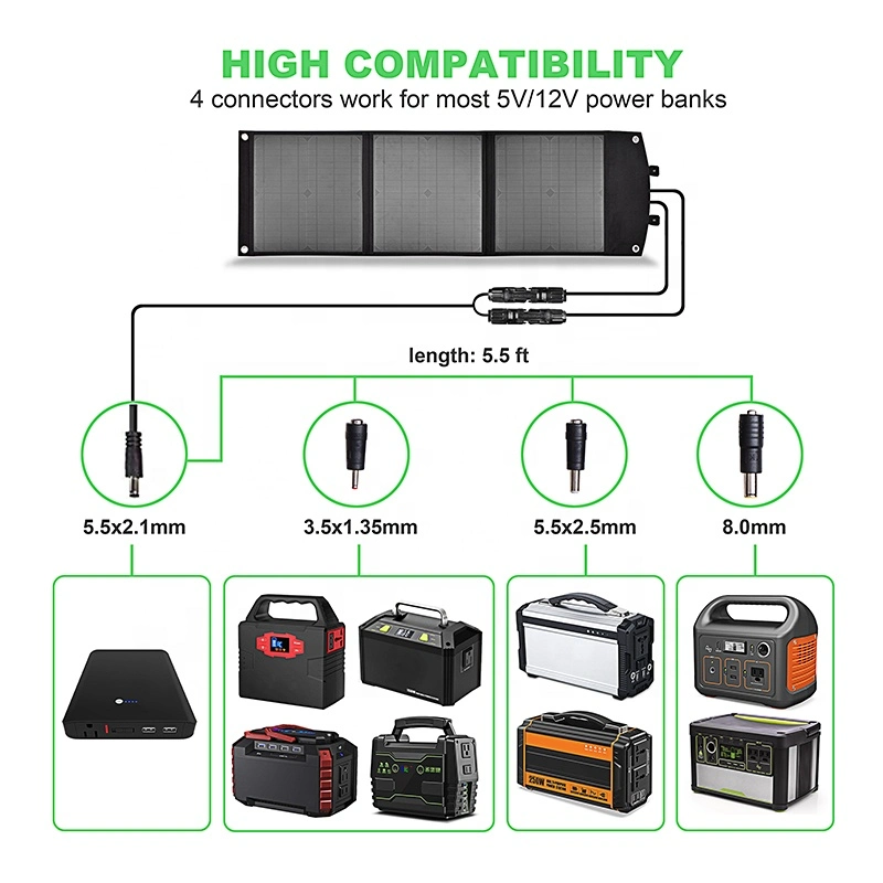 OEM Anderson Mc4 Portable Solar Panel 60W/100W/120W/200W Foldable Solar Panel for RV Laptops Solar Generator Van Camping off-Grid