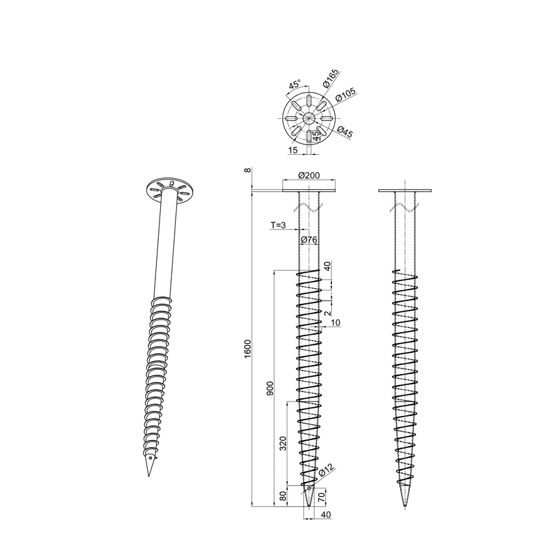 Solar Mounting Ground Screw Pole Peg Earth Anchor Pile