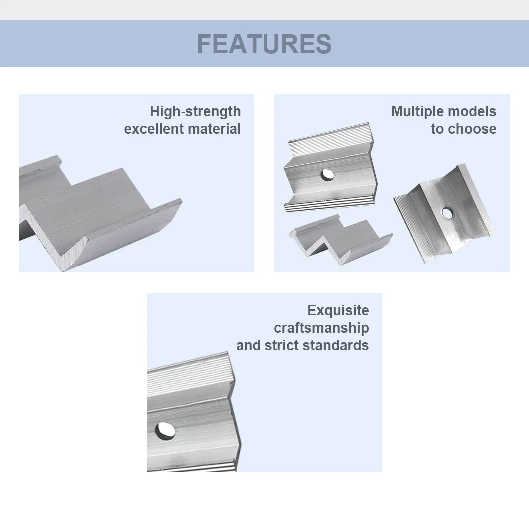 Anodized Aluminum Solar Metal Tin Roof Mount Seam/Rail/Bracket/Tripod/ Middle Side MID and End Clamp for Framed Solar Panel