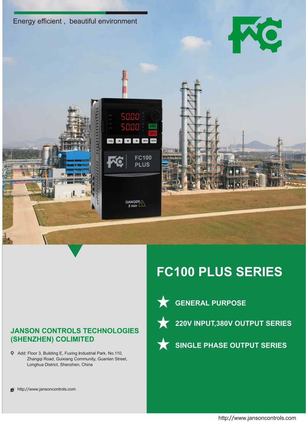 FC100p Heavy Load 0.4~400kw Frequency Inverter AC Drive Single Phase/Three Phase Input