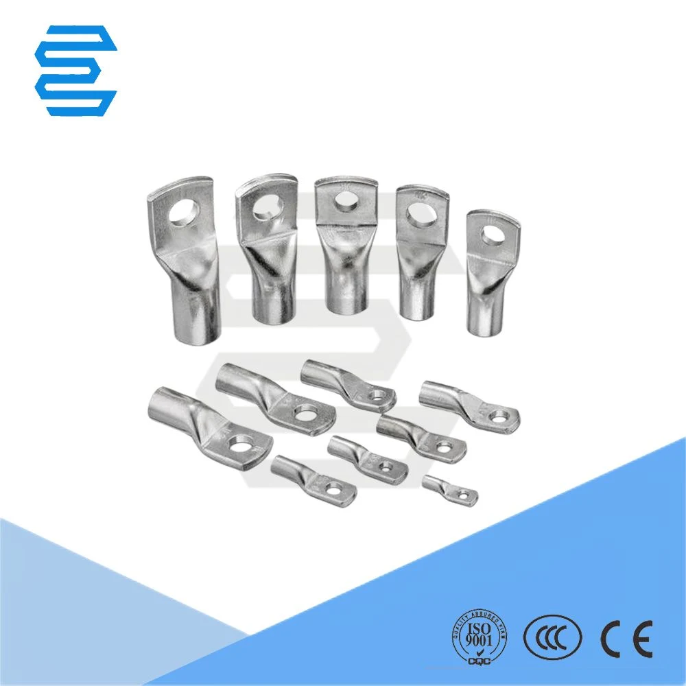 Double Holes Copper Electrical Grounding Connecting Terminals DIN Crimping Machine Cable Lug Type