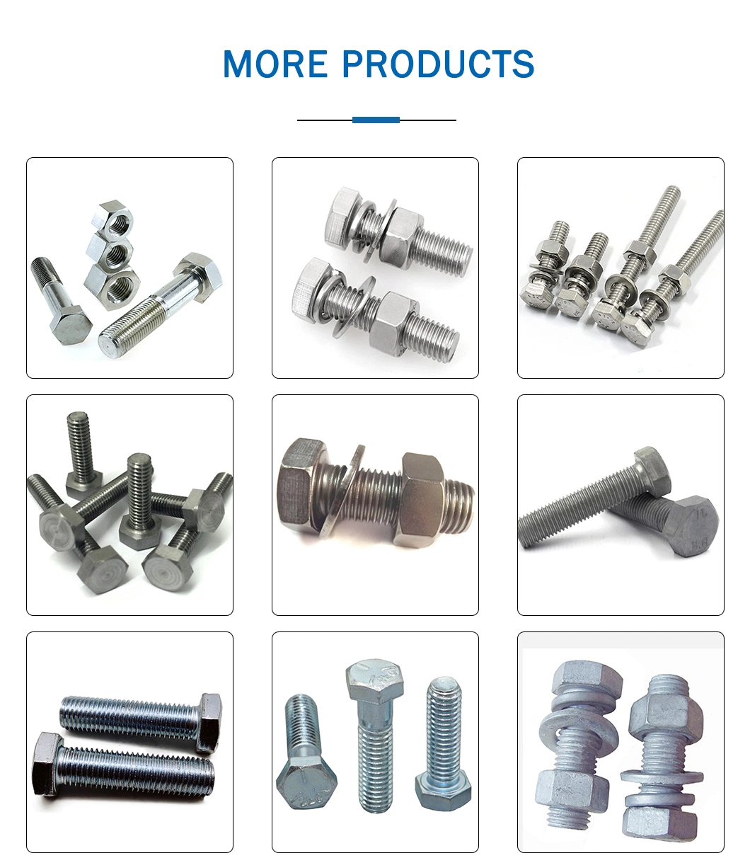 Chinese Factory Price Fastener Hardware Grade 8.8 Stainless Steel Carbon Steel DIN931 DIN933 Hex Head Nut and Bolt