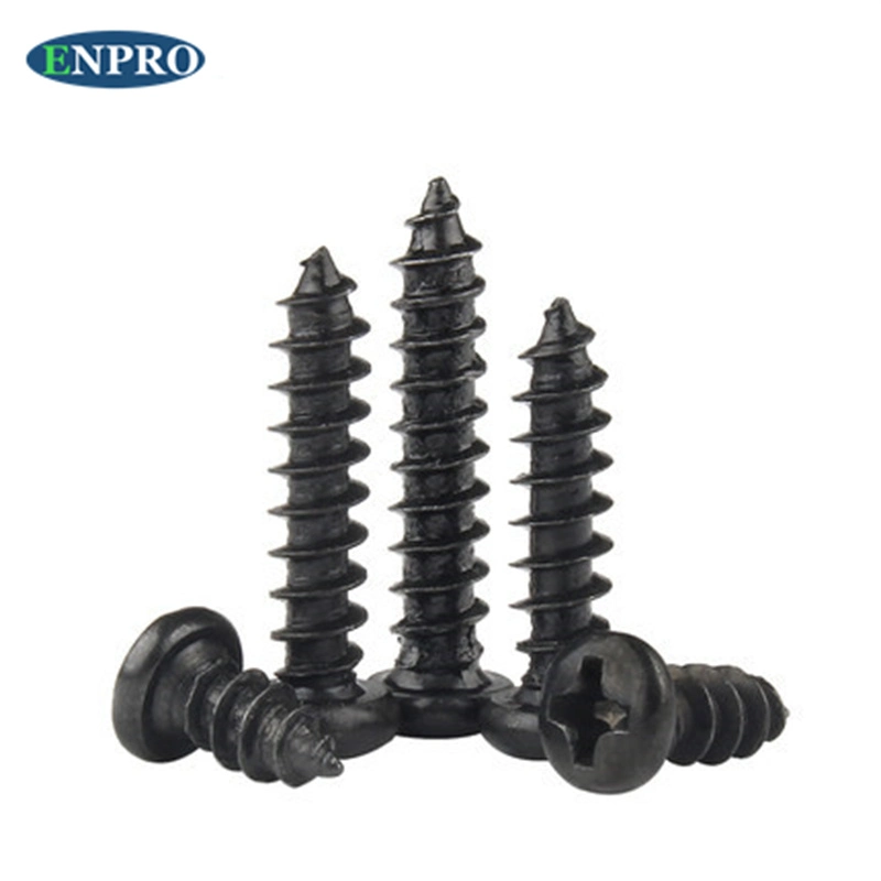 Carbon Steel Black M2 M2.3 M2.6 M3 M3.5 M4 Phillips Pan Framing Head Self Tapping Screw for Plastic