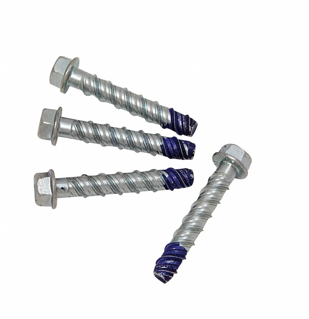 Dacromet Ruspert SS304+Ss410/Sscm435 Hex Flange Self Tapping Bi-Metal Concrete Bolt Screw