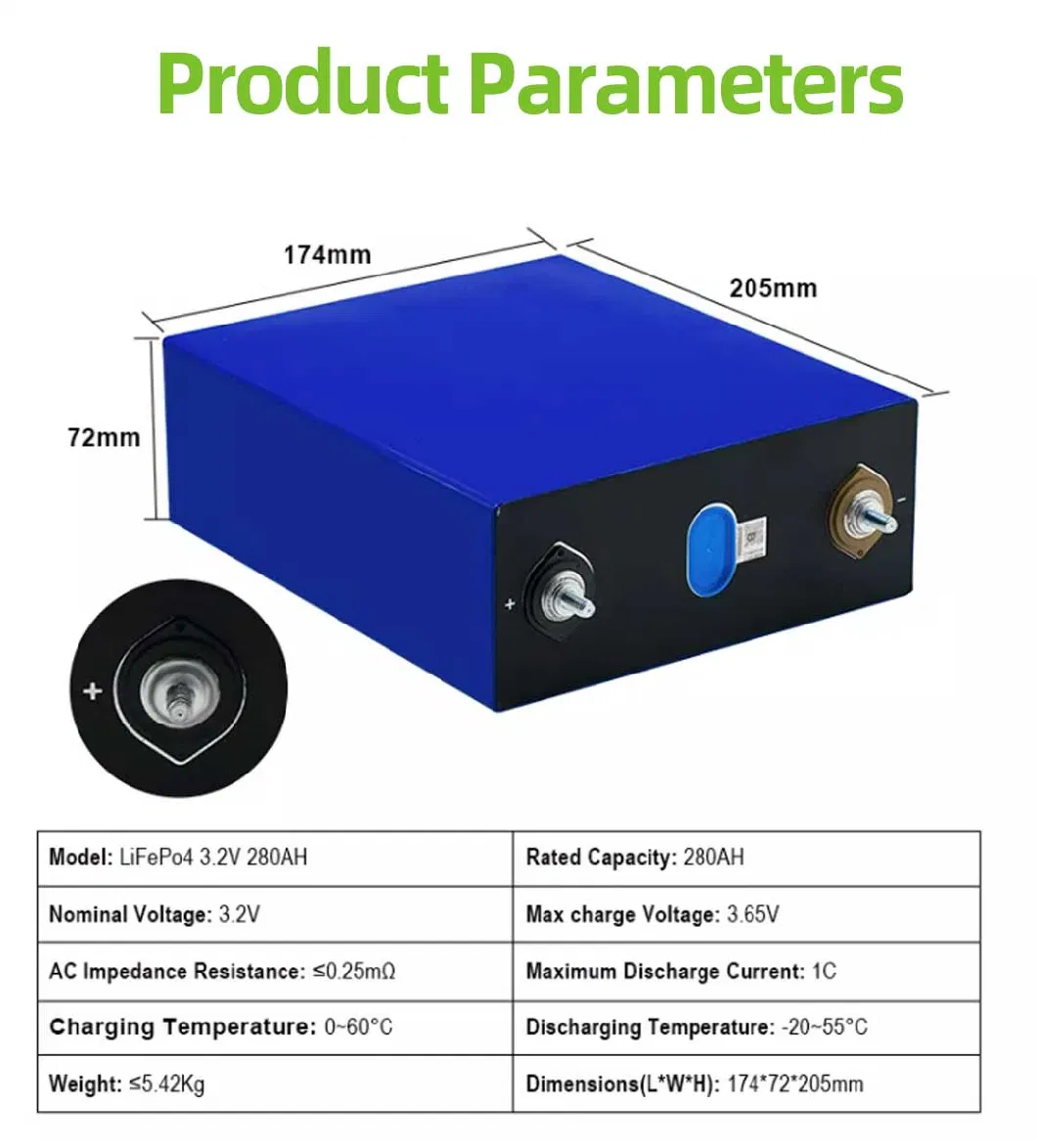 6000 Times Cycle Lf280K 3.2V 280 Ah LiFePO4 Cell Grade a 3.2 V Eve 280ah 304ah 340ah LiFePO4 Lithium Ion Batteries