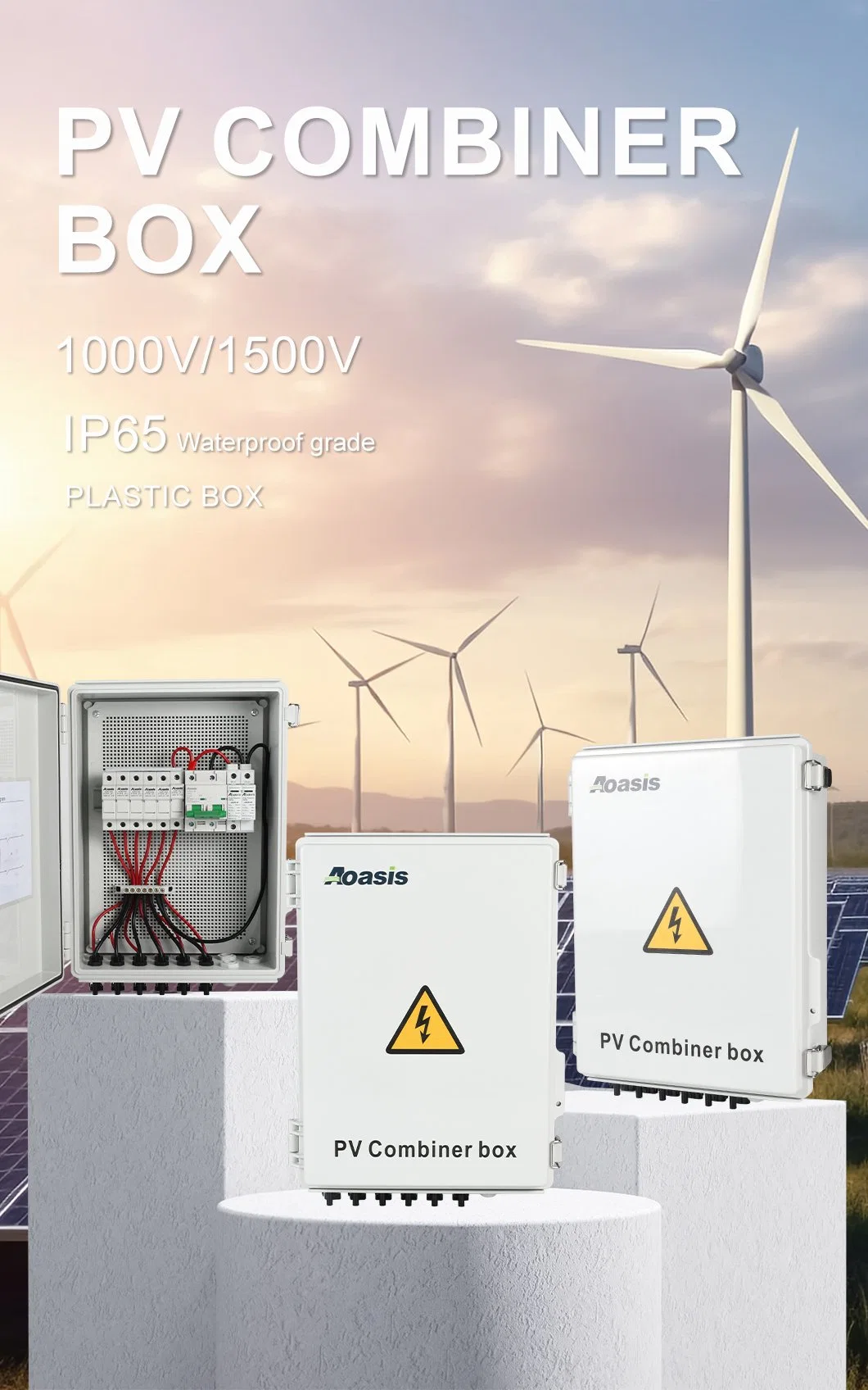 Aoasis Aopv-P 2 String to 24 String PV Junction Box IP65 1000V 1500V Monitoring Solar DC PV Combiner Box