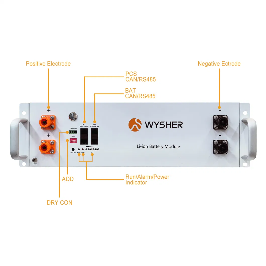 Wysher 24V 48V 100ah 200ah Rack Mount LiFePO4 Lithium Ion Rechargeable Solar Battery Pack for Home Energy Storage System