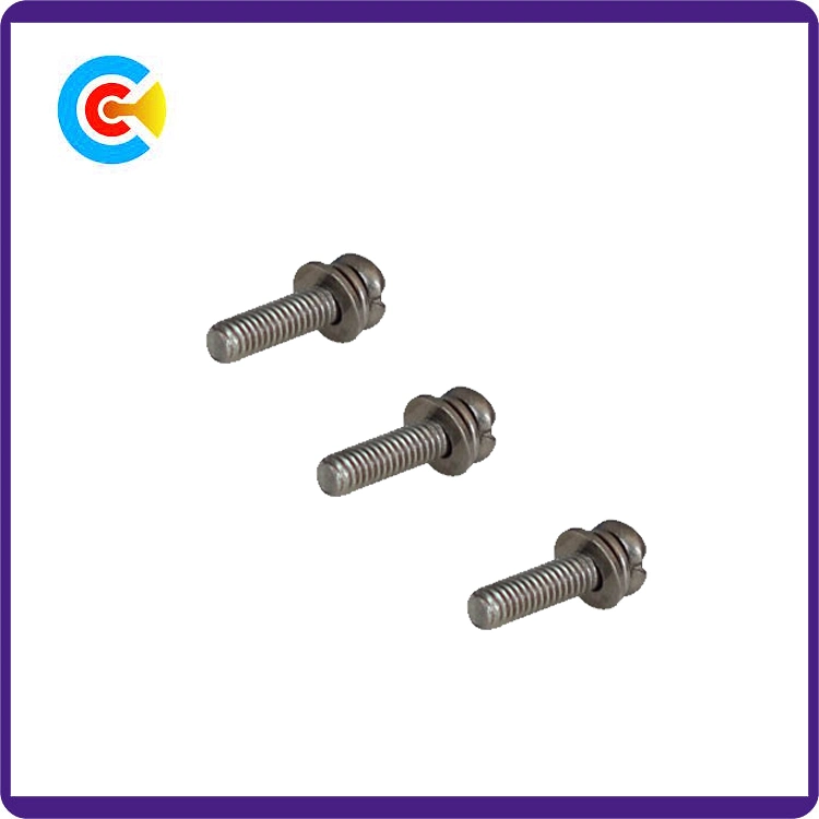 GB/DIN/JIS/ANSI Stainless-Steel/Carbon-Steel Anti-Slip Terminal Combination Screws Plate Head Combination Screws