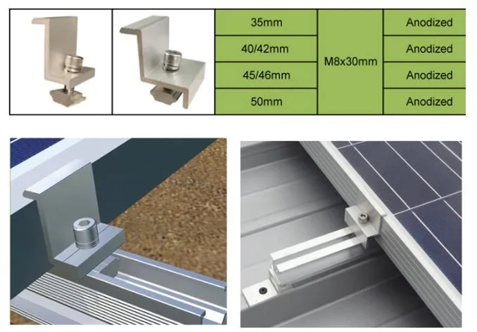 PV Aluminum Solar End Clamps for Ground and Roof Mounting