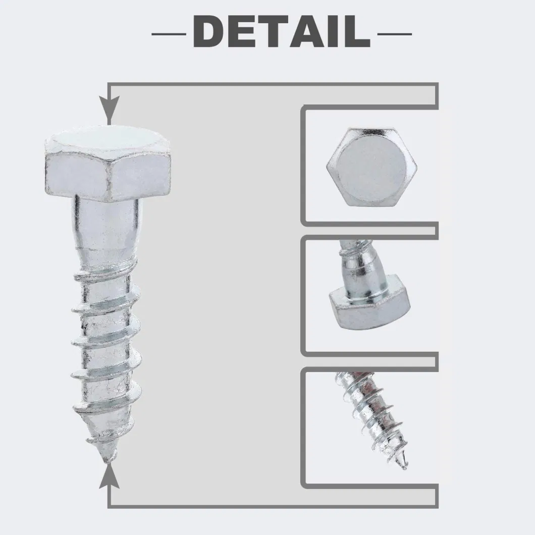 Factory Supply Carbon Steel Hex Long Concrete Screw DIN571 Wood Self Tapping Screw