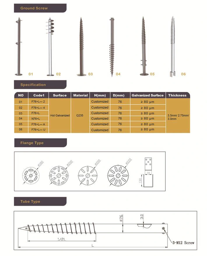 Hot Dipped Galvanised Ground Screw Screw in Foundation