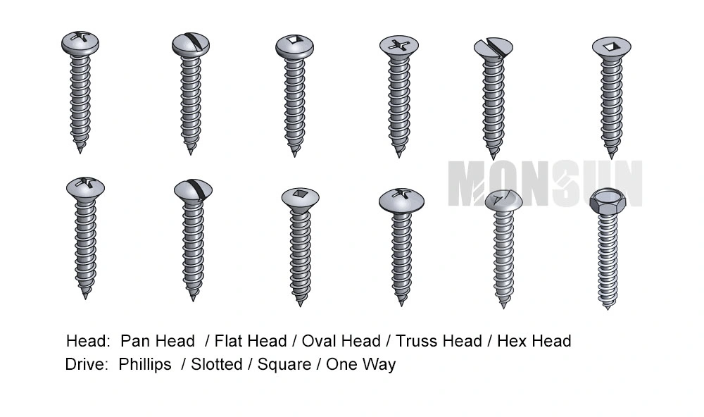 DIN 7983 Phillips Drive Cross Recess Raised Countersunk Oval Head Zinc Plated Self Tapping Screw for Sheet Metal