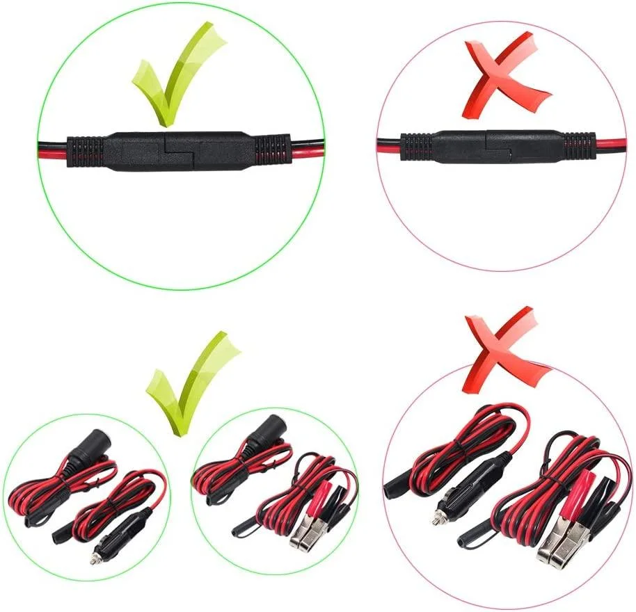 4.5FT Battery Charger Cable Car Alligator Clips Cigarette Lighter Socket Male Plug to SAE Connector Solar Panels Extension Cable