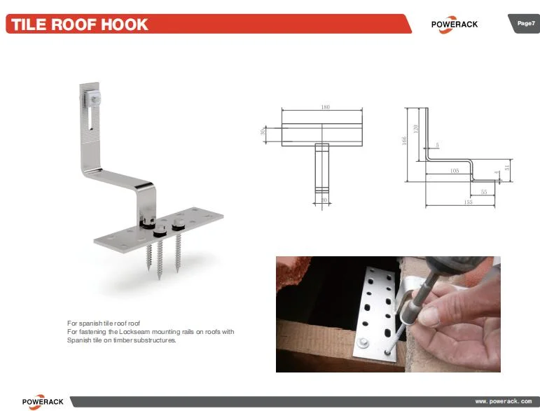 Solar Racking Mounting System Bracket Structure Solar Tile Roof Stainless Steels Hooks