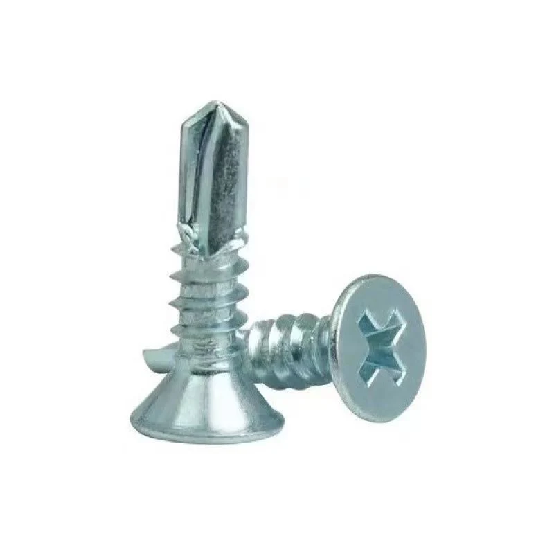 Blue White Zinc Plus Hard Cross Countersunk Groove Swallow Tail Self Tapping Self Drilling Screw Flat Head Drill Tail Screw