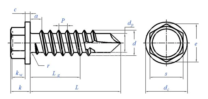 Hex Head Self Tapping Wooden Screw Roofing Screws with Rubber Washer for Wood