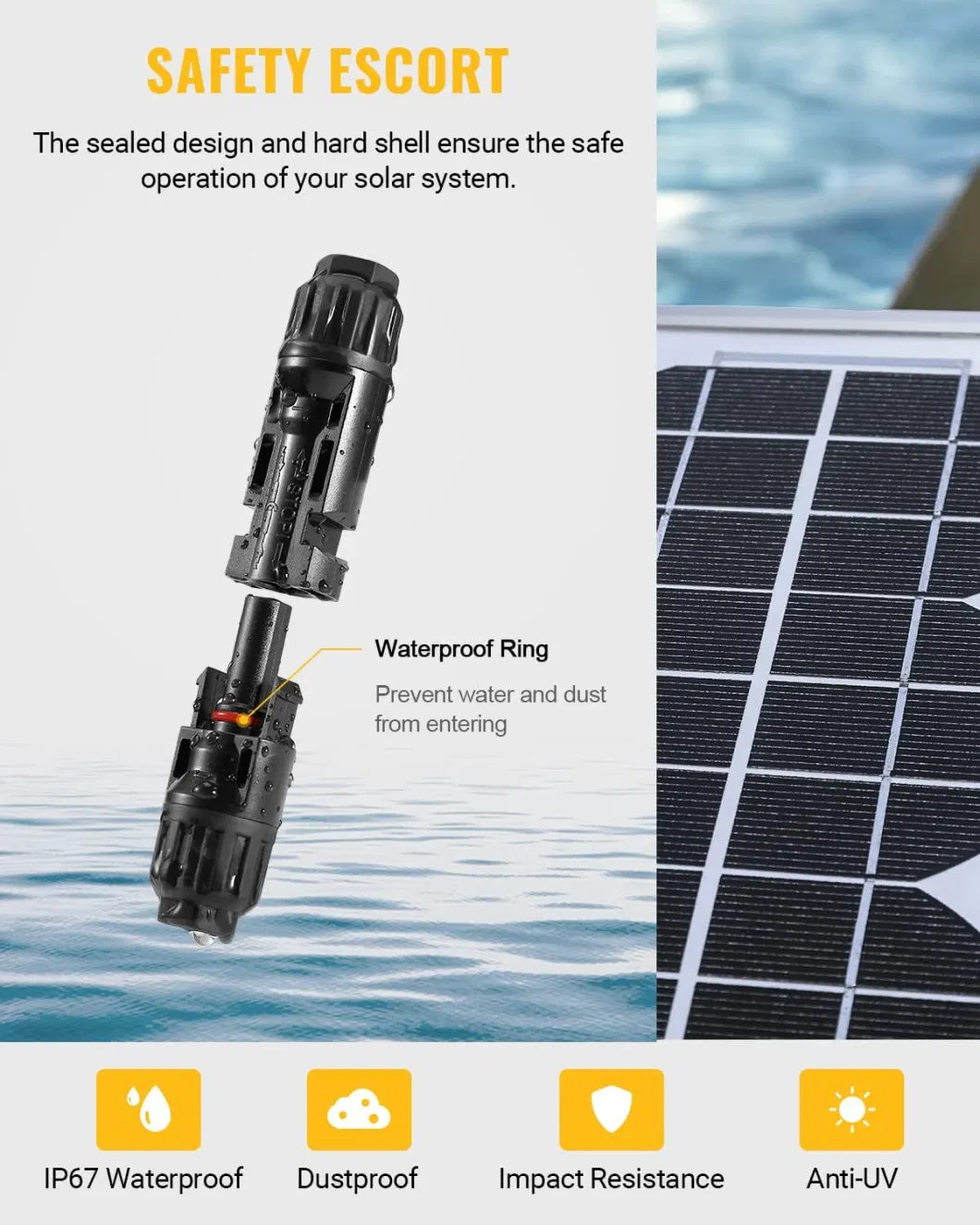 Waterproof Mc4 Solar PV Photovoltaic Connector IP67 IP68 for Solar Energy System