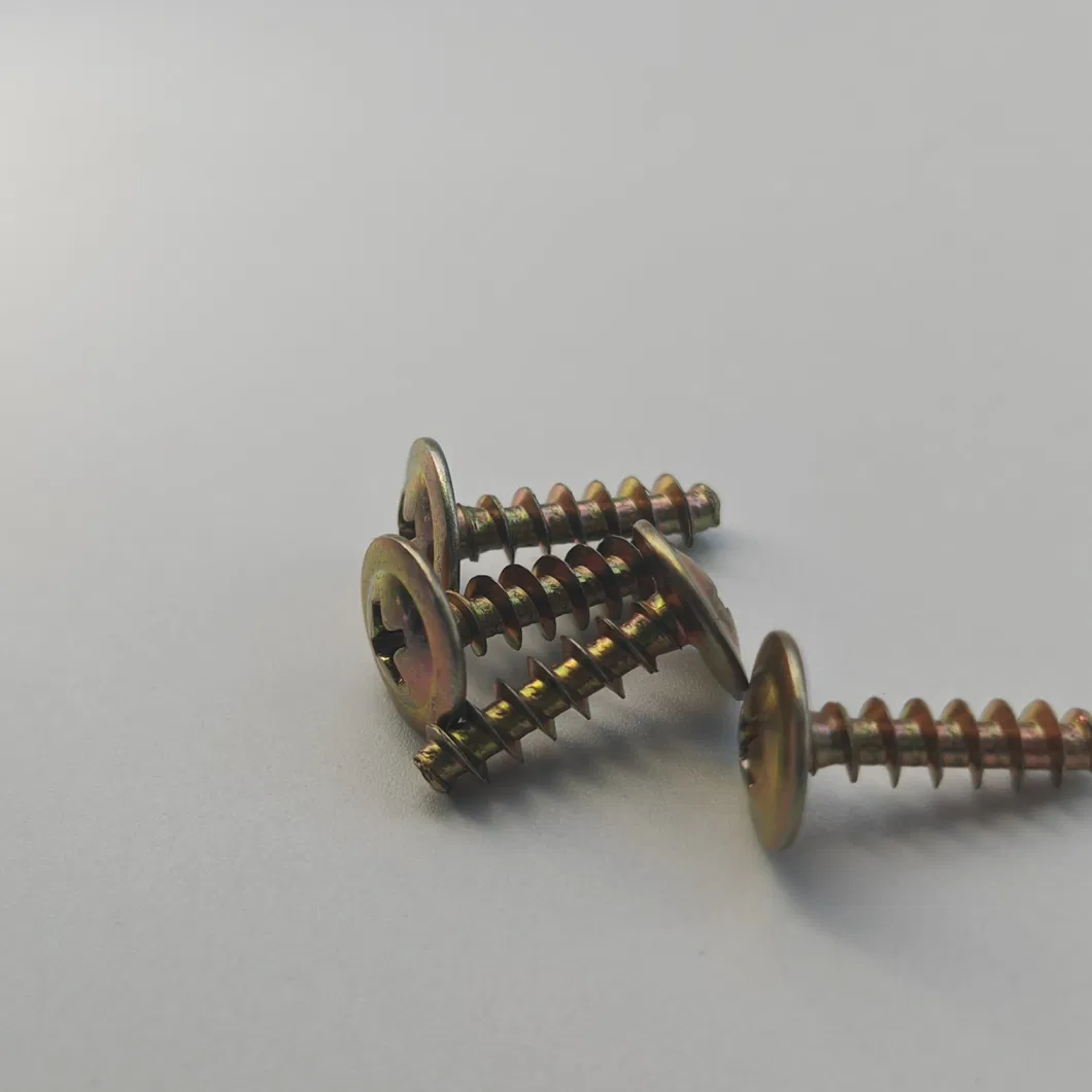 Made in China Yellow Zinc Thread Cutting Screw C1022 Carbon Steel Wafer Truss Head Self Tapping Screw for Plastic