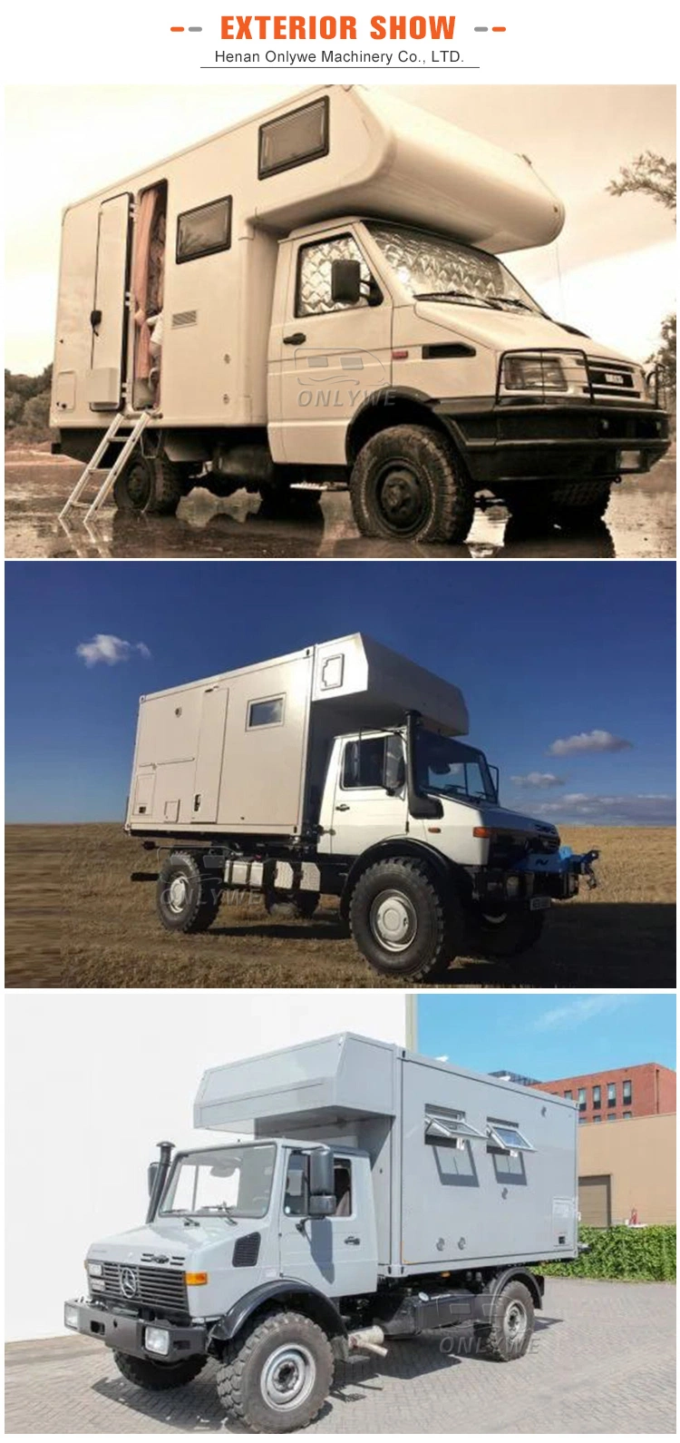 Onlywe off Road Pickup Truck Expedition Vehicle Truck Box Camper Van with Shower