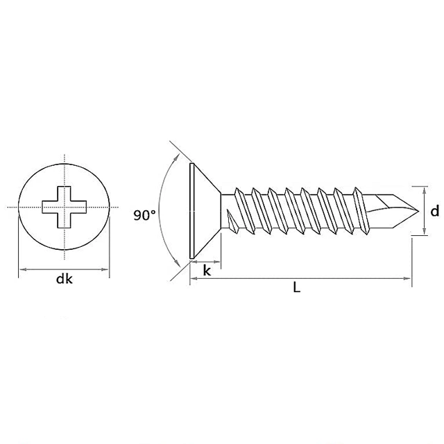 OEM Factory Wholesale Self-Drilling Screws Countersunk Head Screws Cross Customized Self-Drilling Self-Tapping Metal Screws M4.2