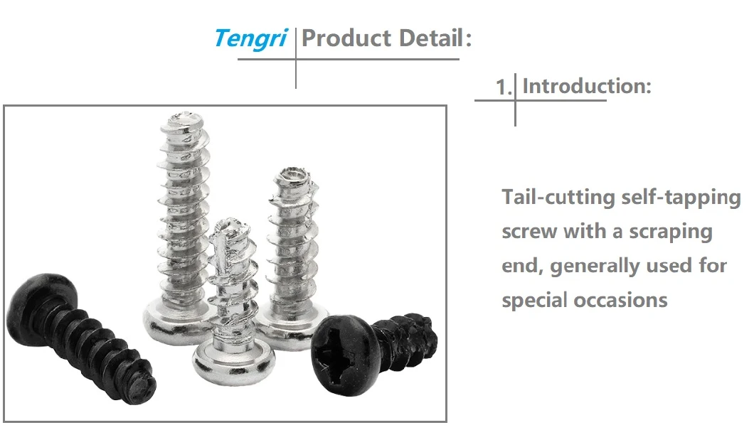 Hardware Nickel Palted Stainless Steel Round Head PT Thread Cross Cutting Tail Self Tapping Screw