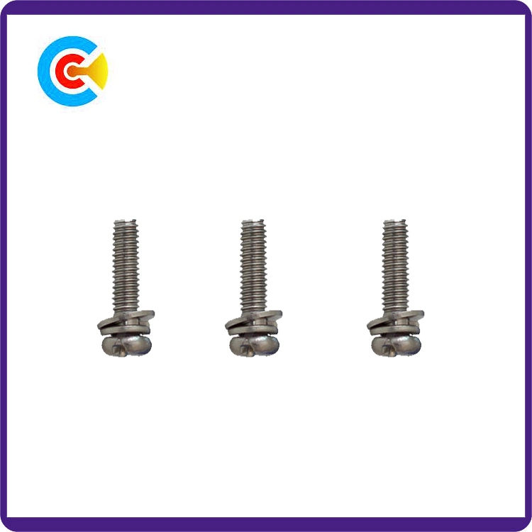 GB/DIN/JIS/ANSI Stainless-Steel/Carbon-Steel Anti-Slip Terminal Combination Screws Plate Head Combination Screws