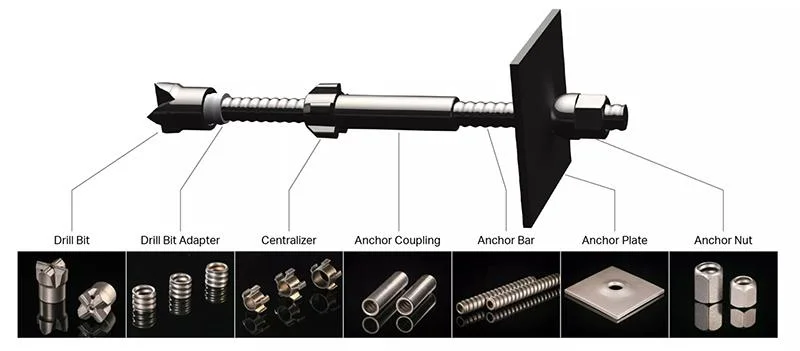 China Top Quality Full Threaded Steel Self Drilling Anchor Bolt / Hollow Anchor Bar / Anchor Rods High Strength Self Drilling Hollow Grouting Rock Bolt