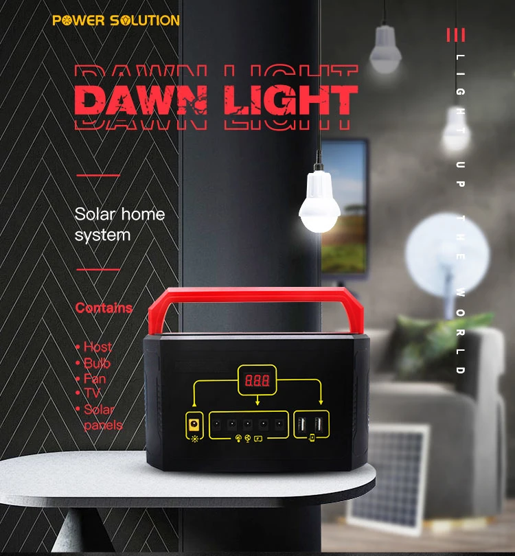 Solar System Continuous Charging, Support for TV Fans, Three-Lamp Solar Clean Energy Home System with Large Batteries to Continuously Supply Power to Nigeria.