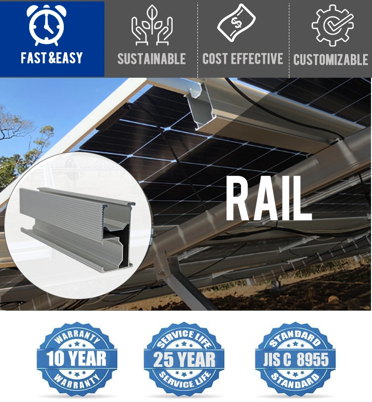 Kseng Solar Rail Photovoltaic Rails Aluminum Solar Mounting System Rail for Solar Panel Mounting