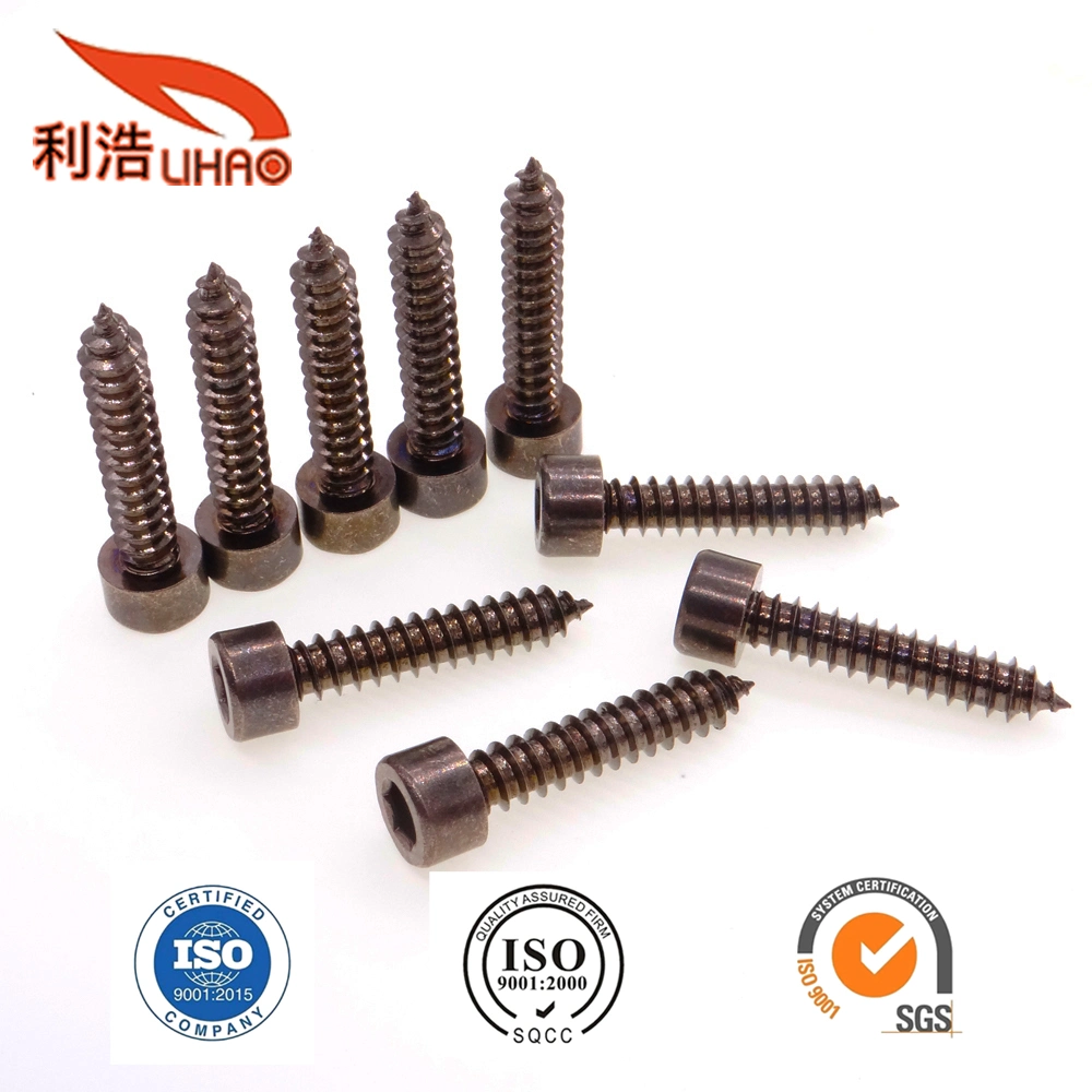 St6*30 Black Nickel-Plated Carbon Steel Hexagon Socket Fillister/Cup Head Self-Tapping/Wood Screw