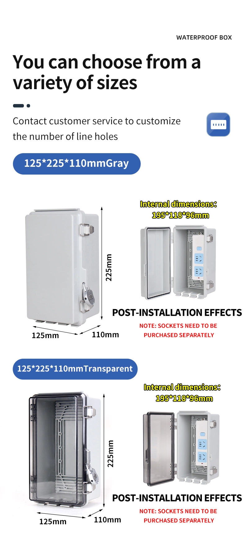 Phltd Outdoor ABS PC Plastic Wall-Mount Electronic Housing IP65-IP66 Junction Box Waterproof CCTV Passbox Switching Power Supply Box Solar Combiner Box