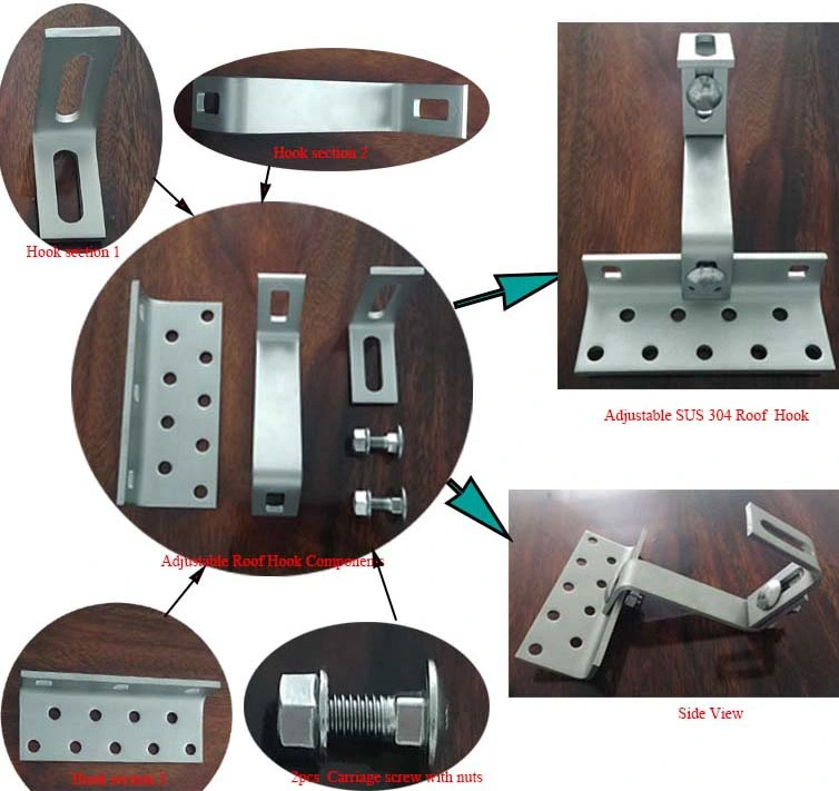 Adjustable Tile Roof Hook Solar Panel Roof Mounting Bracket Accessories Tile Roof Hooks