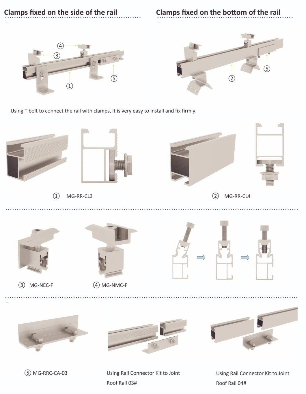 Roof Solar Racking Accessories Mounting System Aluminum End Clamp