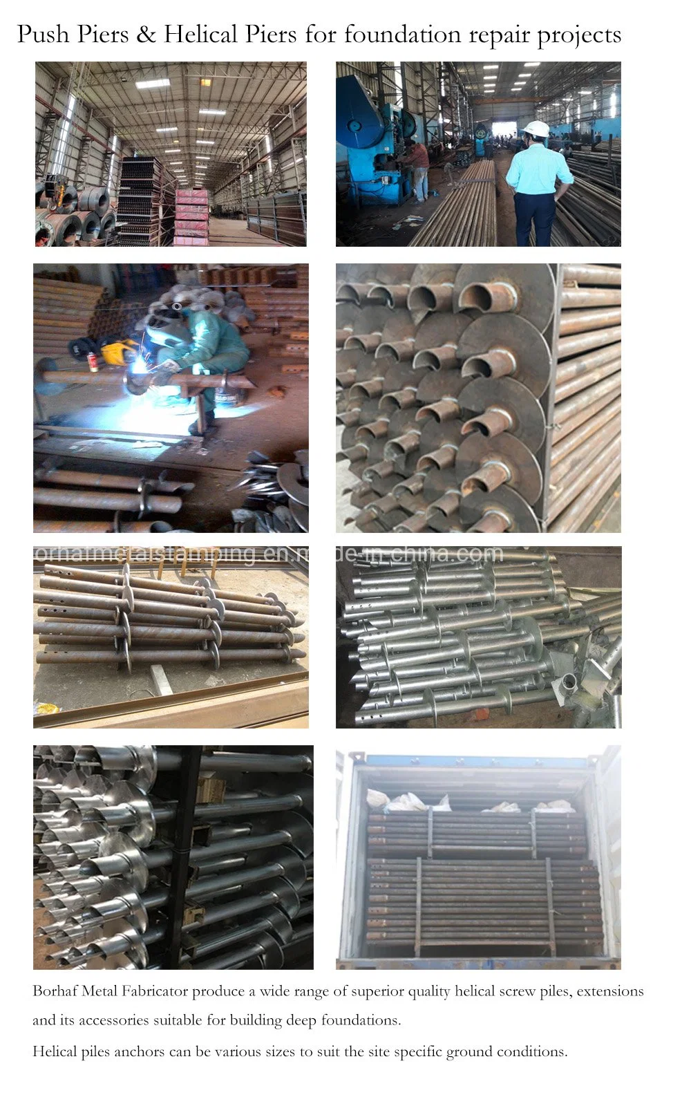 China Manufacturer Customized Order Metal Fabrication Helical Underpinning Brackets Pier Cap Screw Anchors for The Foundation Deep Repair Project